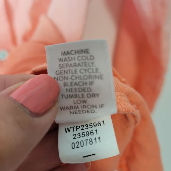 J. Jill Linen Blend Tab-Sleeve A-Line Button-Up Shirt Orange Ombre Size … - Picture 12 of 14